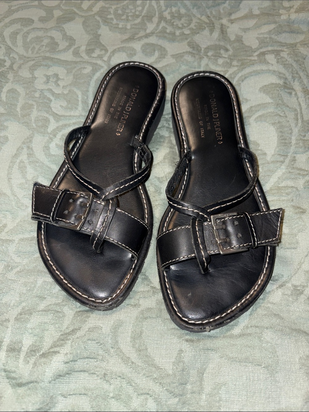 Donald J Pilner Italian black sandals size 7
